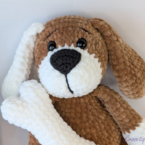 Catelus de plus crosetat - Teddy - jucarie crosetata handmade, Crosetiq