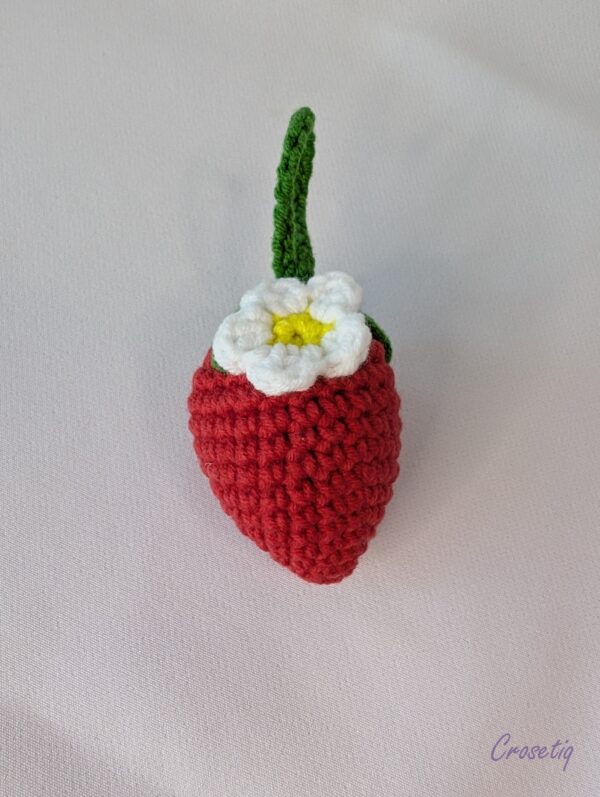 Breloc Capsuna - breloc crosetat handmade, Crosetiq