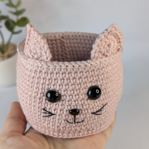 Coșuleț croșetat – model pisicuță - produs handmade Crosetiq