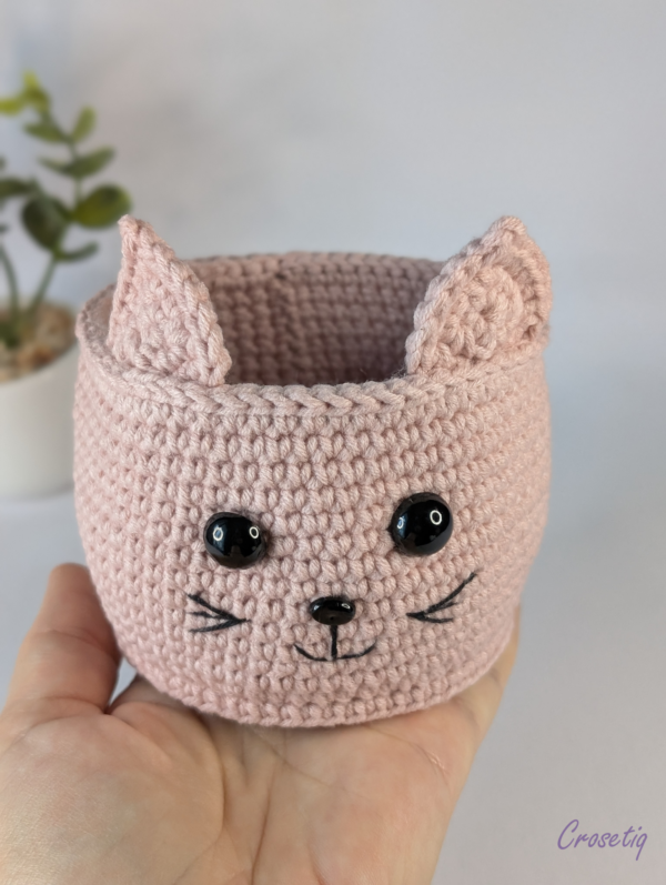 Coșuleț croșetat – model pisicuță - produs handmade Crosetiq