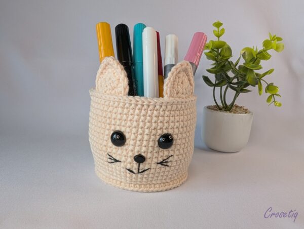 Coșuleț croșetat – model pisicuță Coșuleț croșetat – model pisicuță - produs handmade Crosetiq