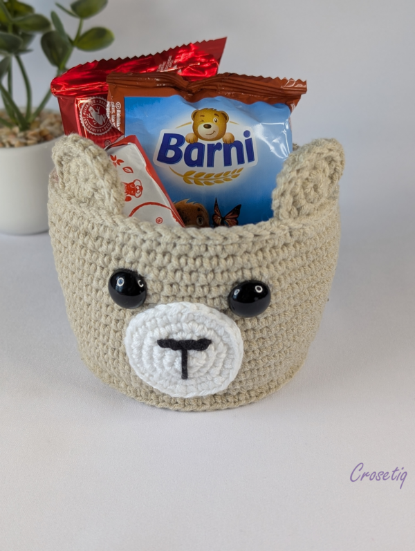 Coșuleț croșetat – model ursuleț - produs handmade Crosetiq