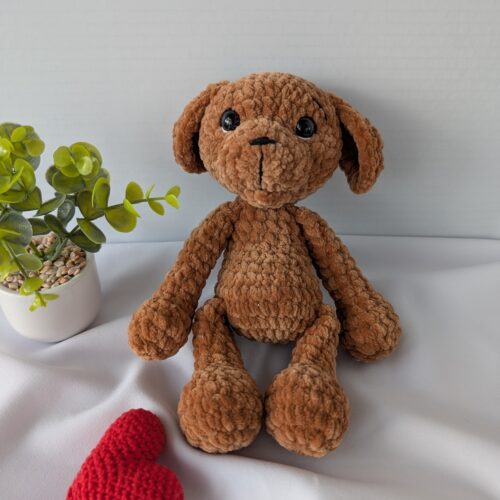 Cătel croșetat Bruno - jucarie crosetata handmade, Crosetiq